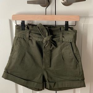 Express green shorts with tie